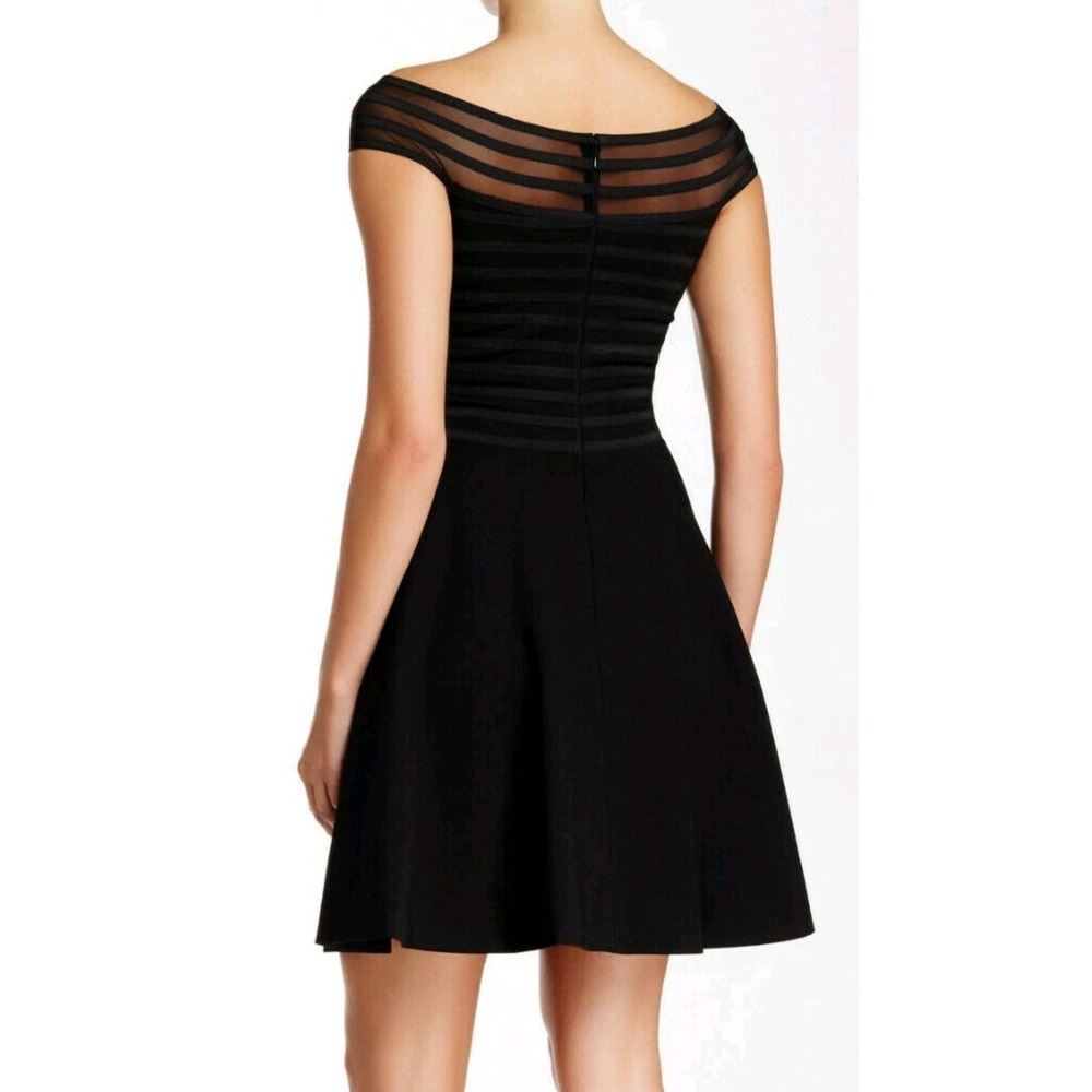 Catherine Malandrino Rhea party dress Black Off Shoulder Fit Flare Sz 0 Cocktail - Picture 5 of 15